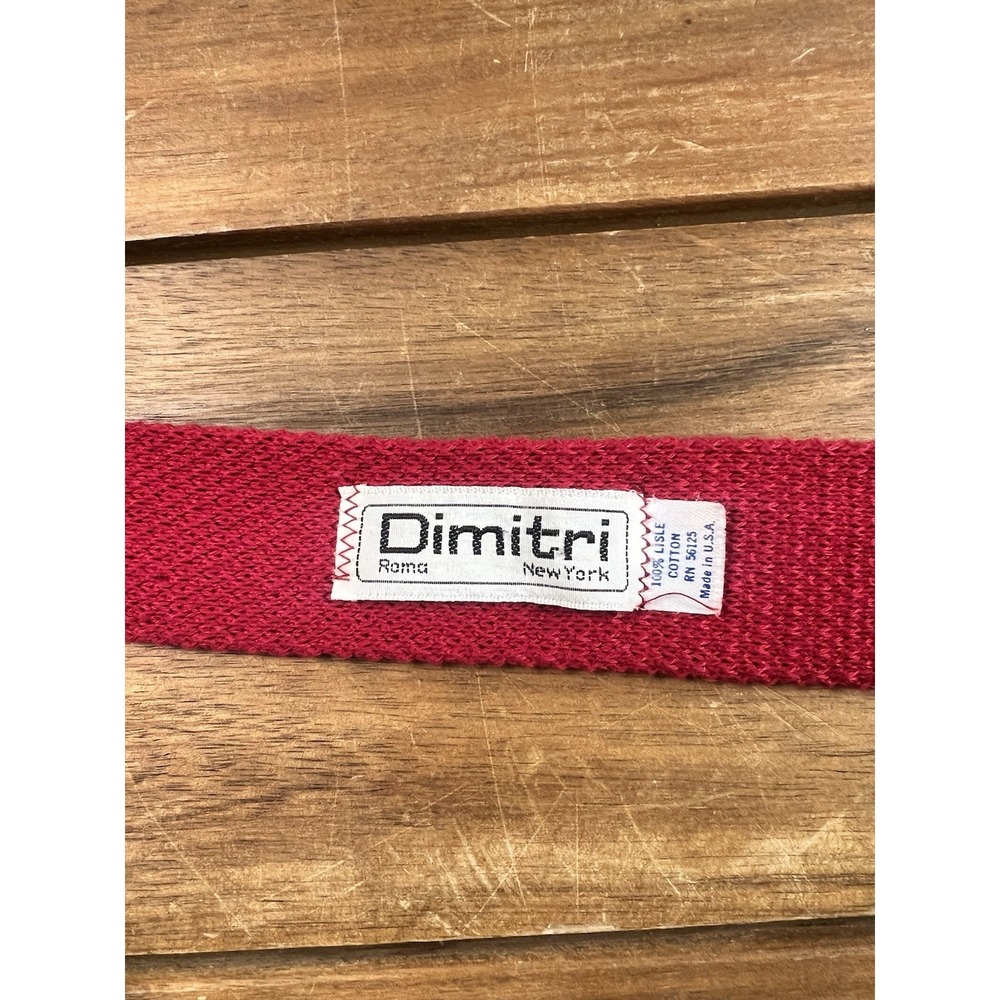 Dimitri Roma New York Red Knitted Tie 100% Cotton Skinny Short Men's USA - Picture 4 of 6
